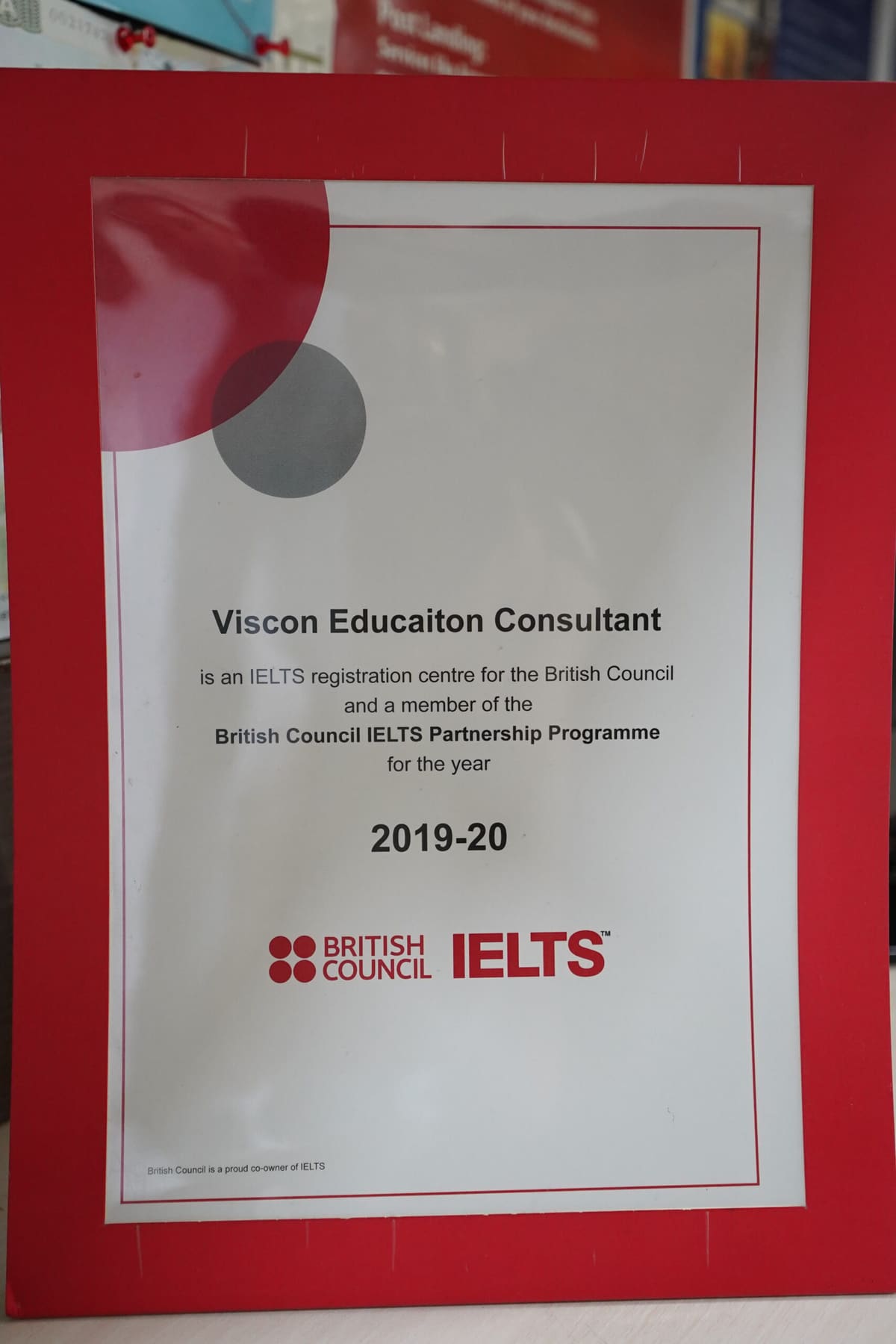 British Council Partnership Certificate
